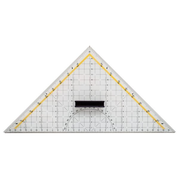 Technisches Zeichendreieck 325 mm, Acrylglas transparent, Stahlschneidekante
