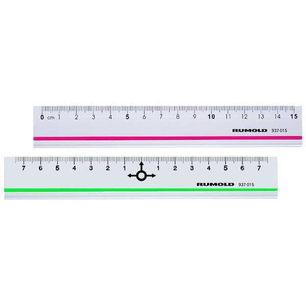 Schul- und Bürolineal aus Aluminium, 15 cm, Teilung auf Vorder- und Rückseite