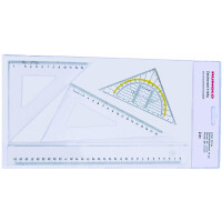 Zeichenset 4-teilig, transparenter Kunststoff, Lineal 30...