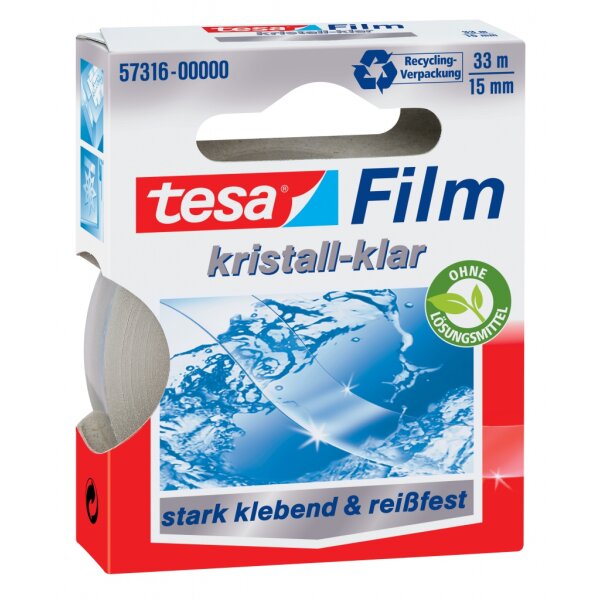 Klebefilm kristall-klar 15mm x 33m Hängefaltbox